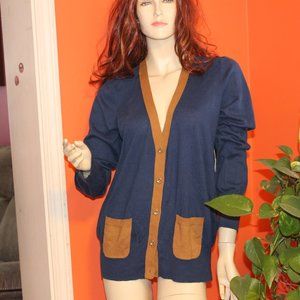 JUICY COUTURE MIDNIGHT SEA COLORBLOCK WOMENS CARDIGAN SIZE XL